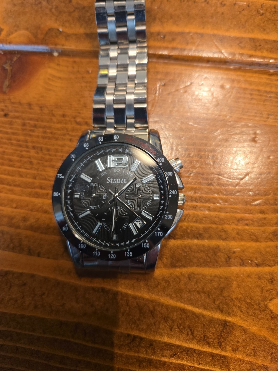 Stauer Jet-Setter Chronograph Stainless Steel And Black Watch | Gift Box #38061