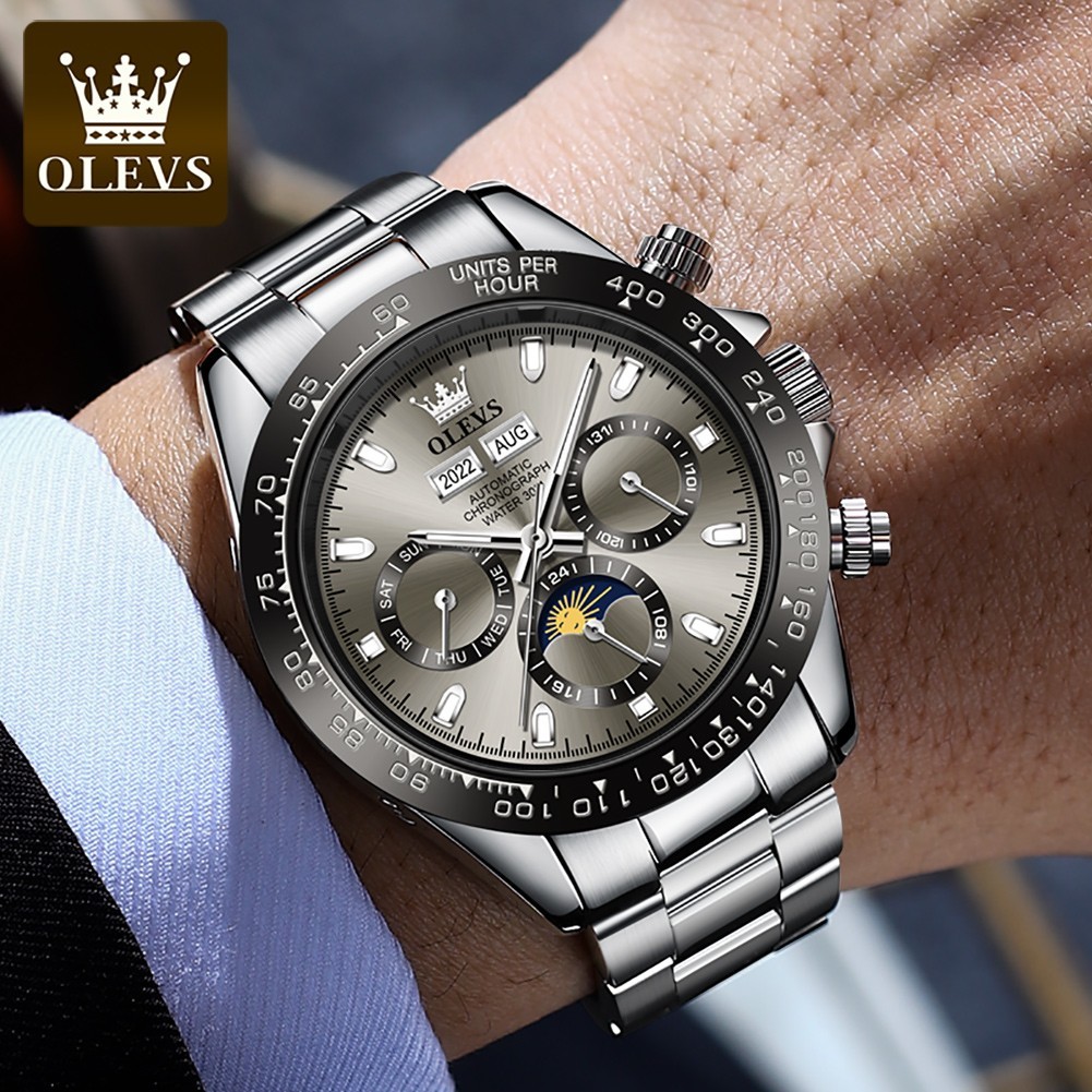 Automatic Mechanical Waterproof Watch Moon Phase Luxury Dial Men’s Men Strap
