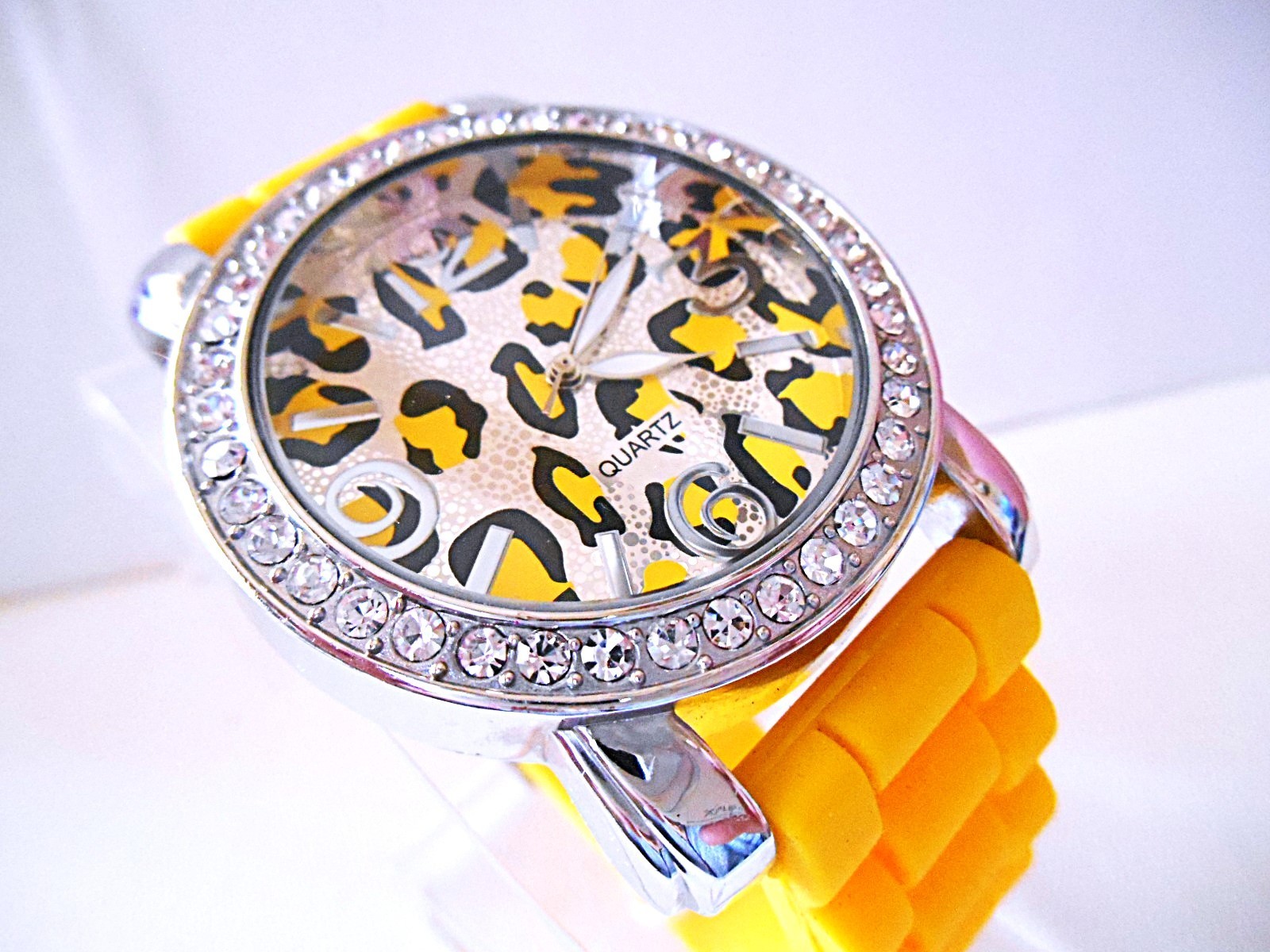 Accutime Watch Corp Silvertone & Yellow Animal Print Watch – New Battery