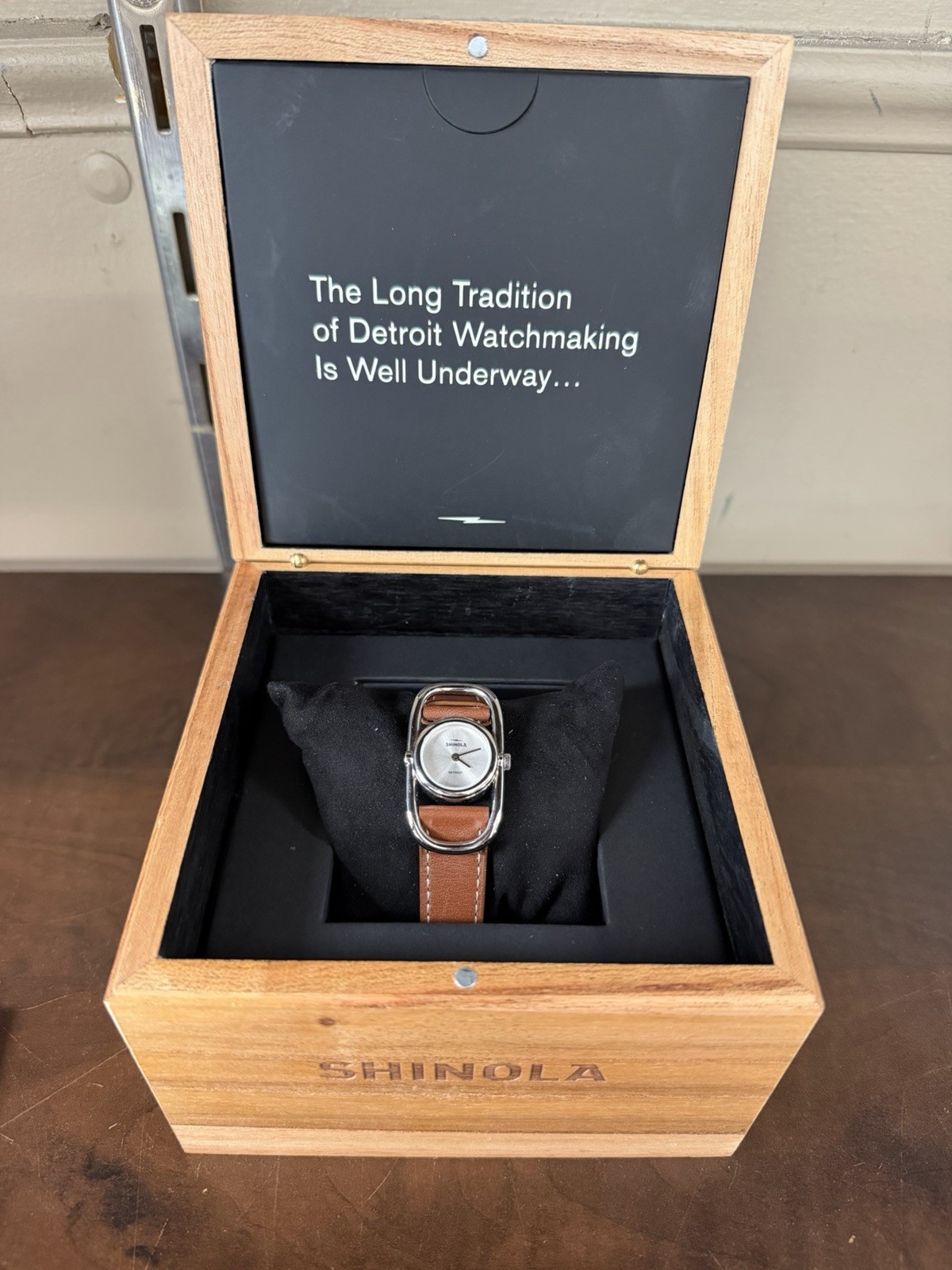 Shinola Detroit Women’s Silver Dial Leather Band Bike Lock Watch