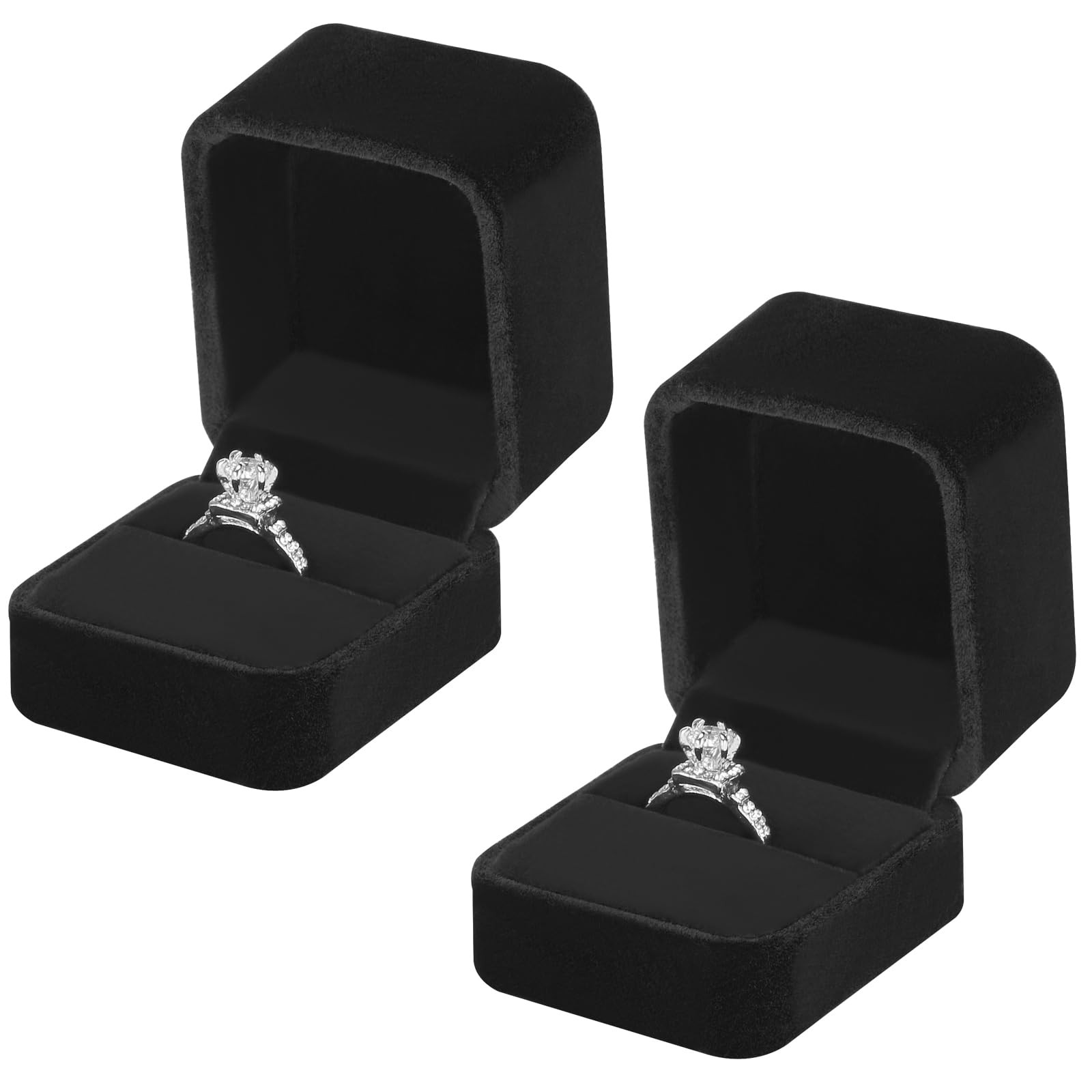 KUKUVR 2 Pieces Small Wedding Ring Gift Box for Proposal | Velvet Mini Ring Hold