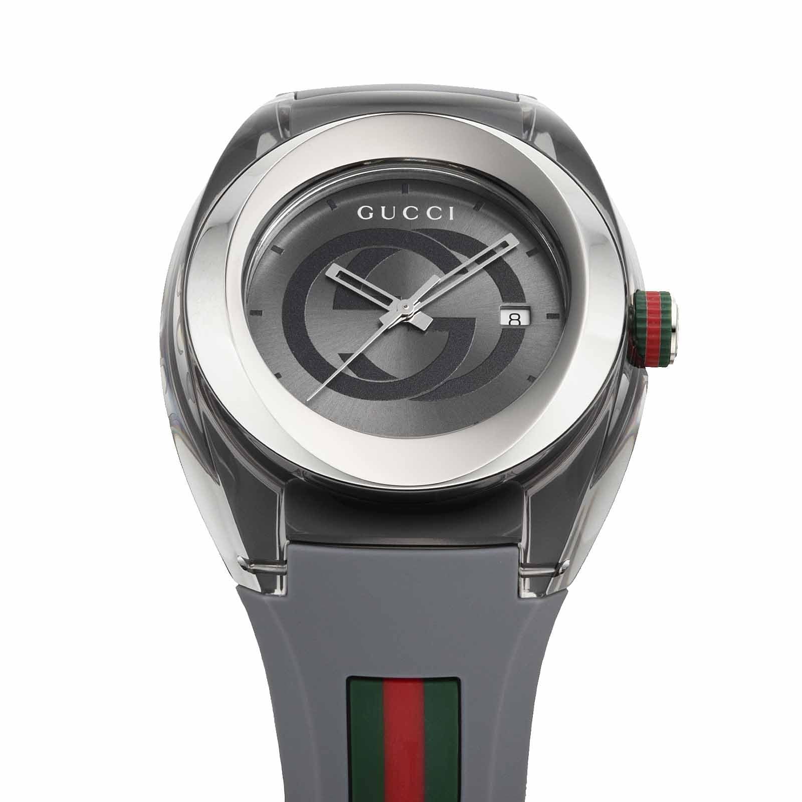 GUCCI SYNC YA137109A Watch Gray Dial Rubber Strap Swiss Quartz 46mm Men’s Outlet
