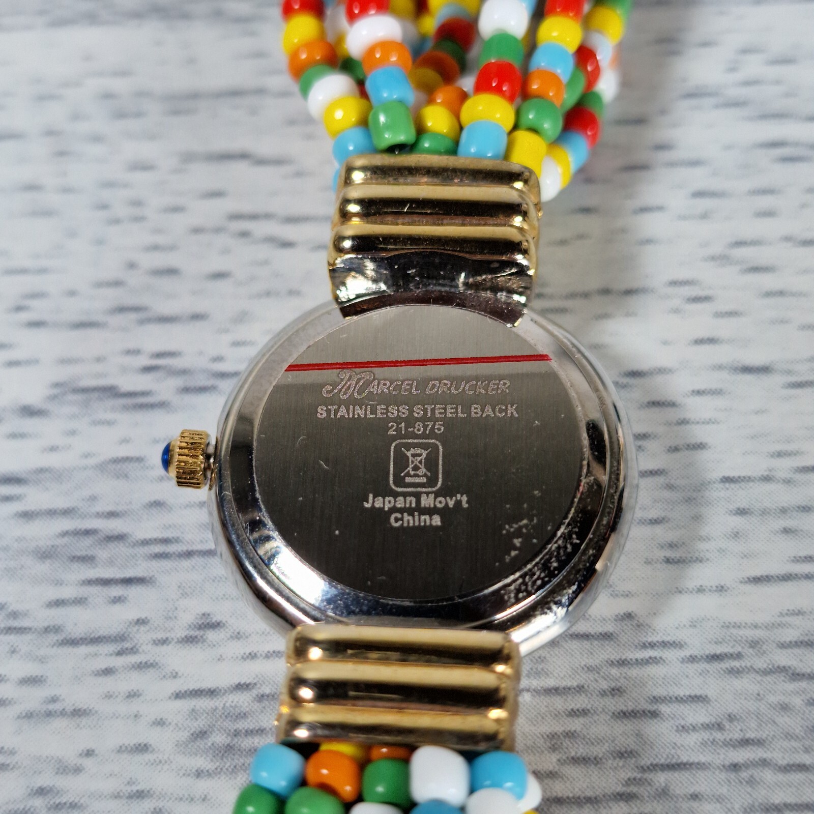 Marcel Drucker Ladies Multicolour Bead Quartz Watch Boxed Bohemian Retro Vtg