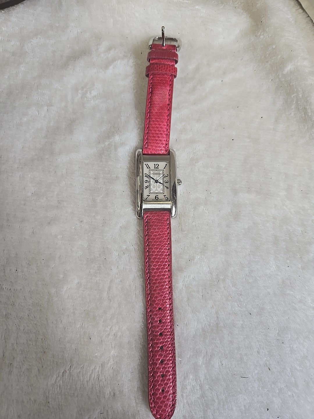 COACH-Lexington-Breast Cancer Awareness-Pink Leather Band Watch New Battery