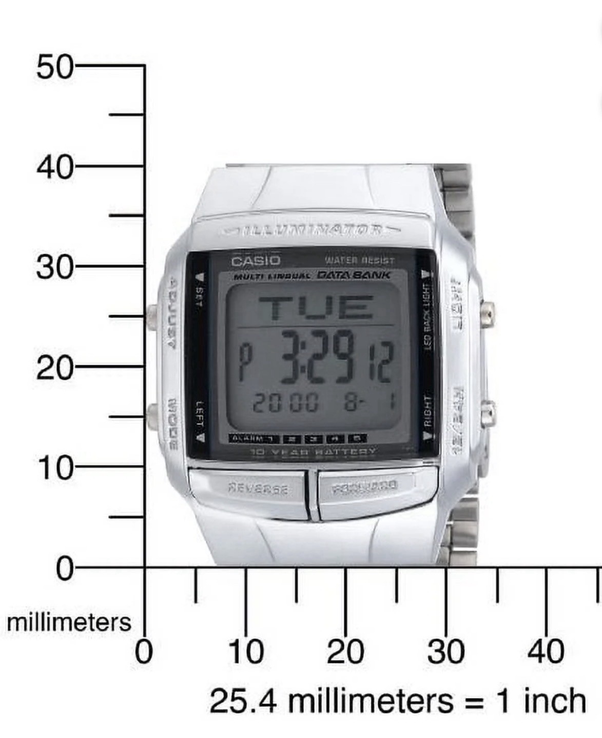 Casio DB360-1A DataBank Wrist Watch Silver 10 Year Battery