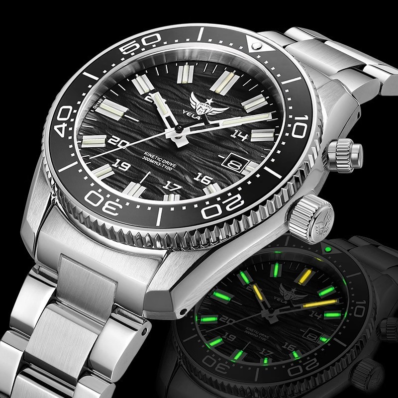 Yelang Men Kinetic Drive Energy Watch Super Luminous Japan Mov’t WR300 40.5mm
