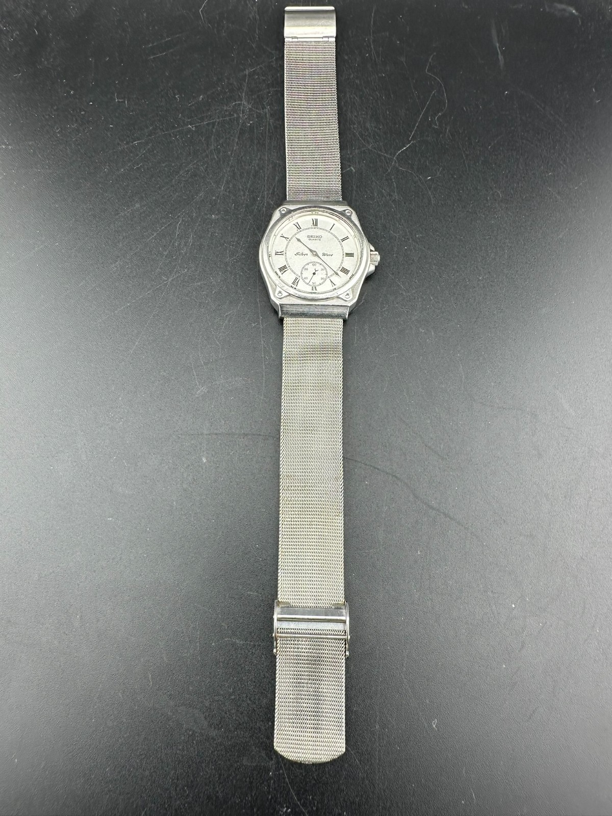 1982 Seiko Silver Wave Men’s Small Seconds Silver Quartz Watch 34mm 2628-0060