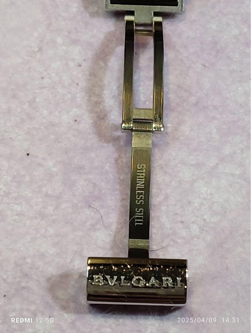 working clean BVLGARI B-zero1 silver color Black leather belt wristwatch