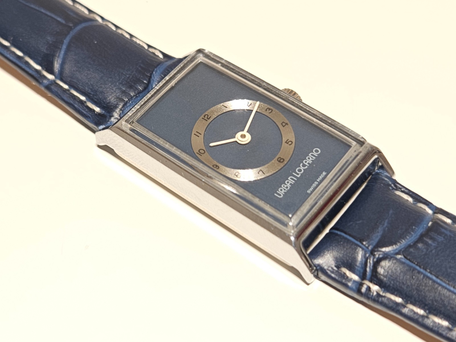VINTAGE ELEGANT SWISS CHROMED RECTANGLE TANK MEN MECHANICAL WATCH”URBAN LOCARNO”