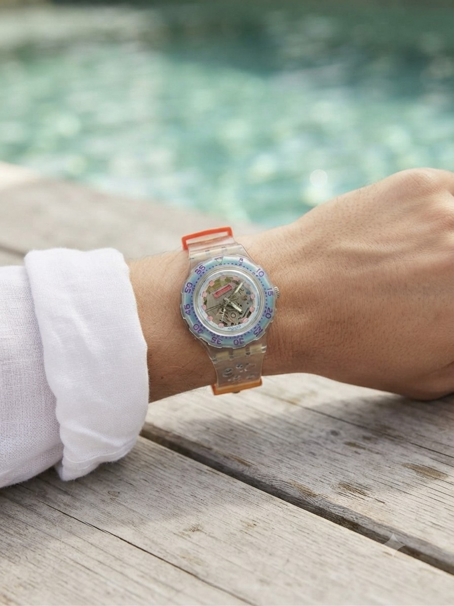 Vintage Swatch Scuba 200 New Deadstock Watch Clear Transparent Swiss Made Rare