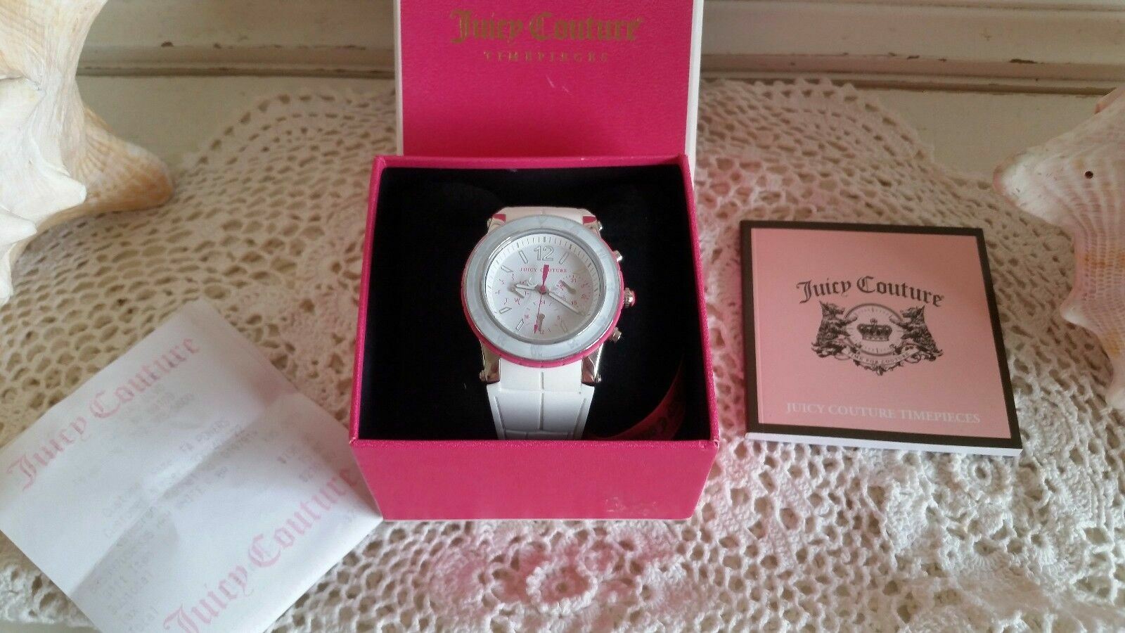 Juicy Couture HRH White Dragon Fruit Chronograph Ladies Watch –New Condition wit