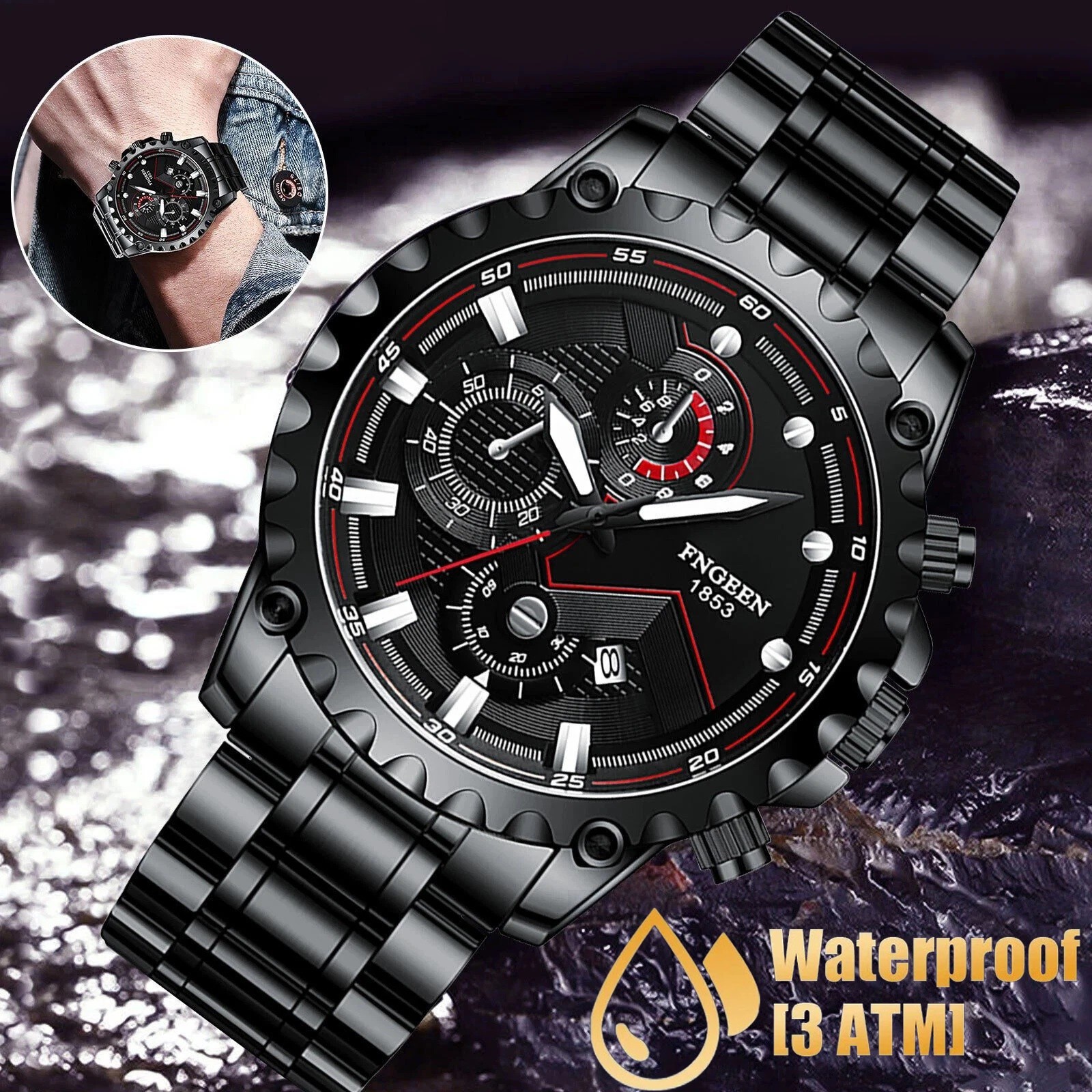 Men’s Waterproof Luxury Watch Stainless Steel Quartz Luminous Classic Wristwatch
