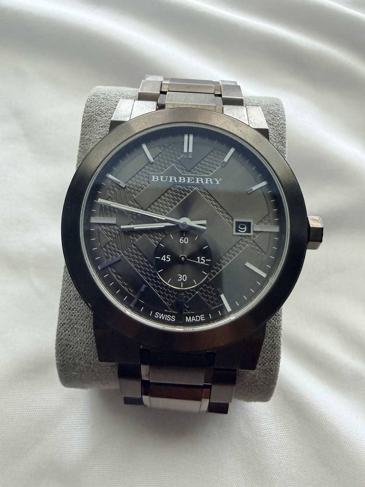Burberry Men’s the City Gunmetal Stainless Steel Dial Watch BU9902 Retail $795