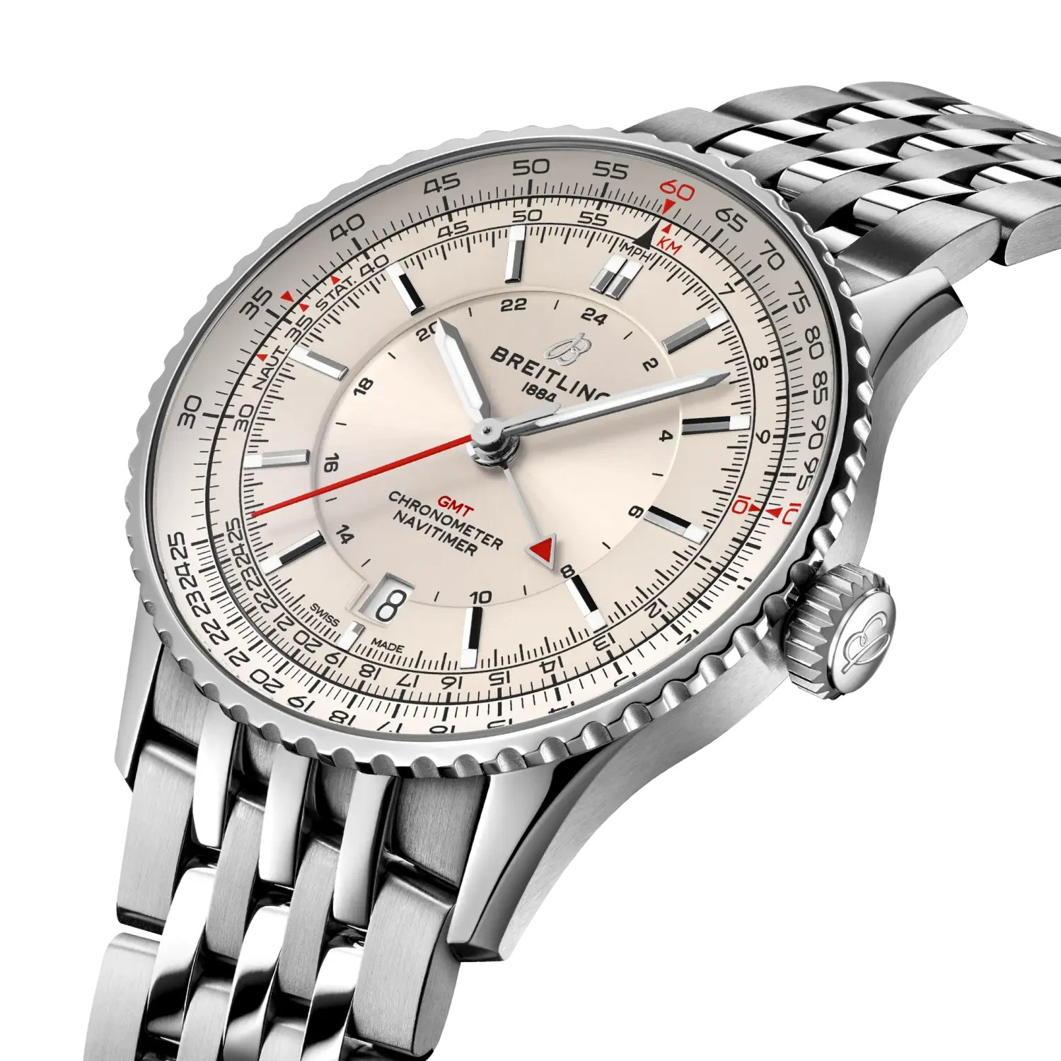 Breitling Navitimer Automatic GMT 41mm White Cream Dial Watch A32310211G1A1