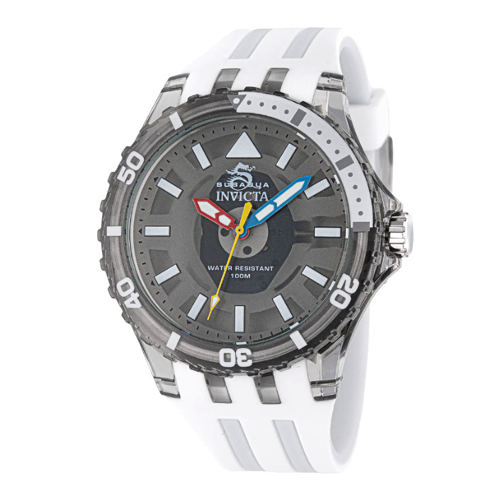 NIB Invicta Men’s Watch Sub Aqua Quartz White & Gray Silicone Strap 69448