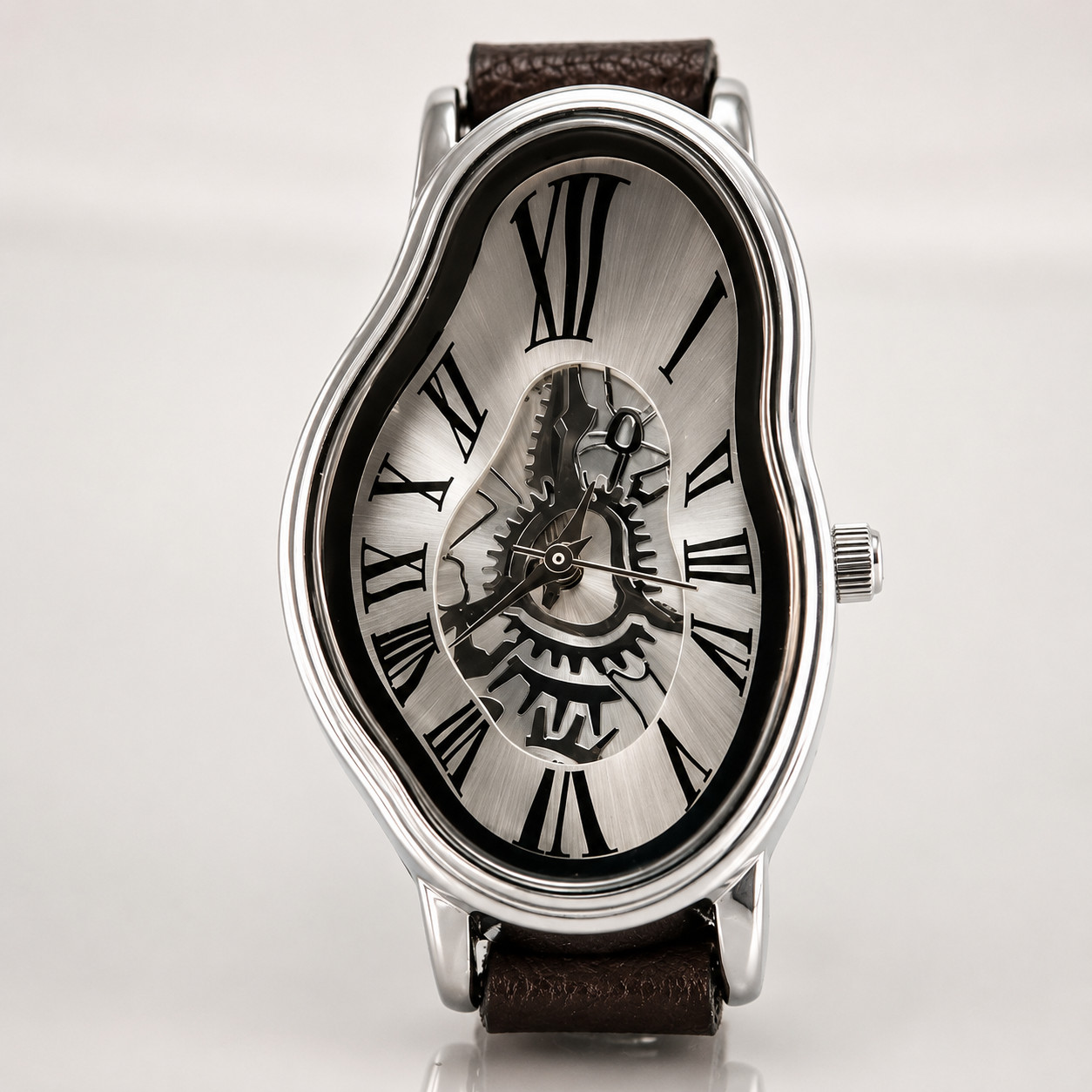 Womens Drip Drop Shape Watch Wavy Asymmetric Retro Y2K Fashion Curved Wristwatch