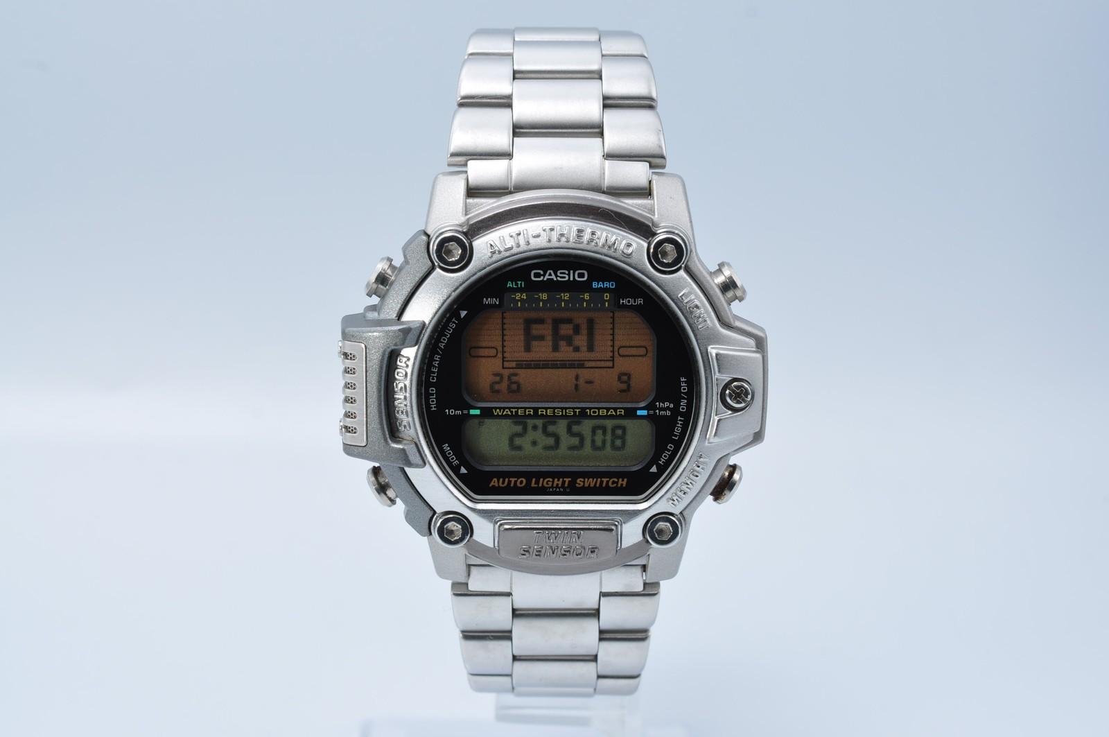 Casio PRT-300 ProTrek Twin Sensor Digital Silver Men’s Watch　w-6053