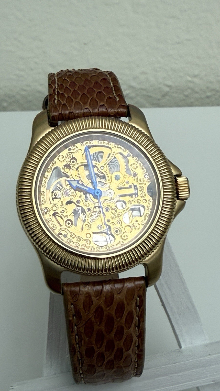 Invicta Automatic Skeleton Watch 40mm Excellent Condition Vintage Gold Tone