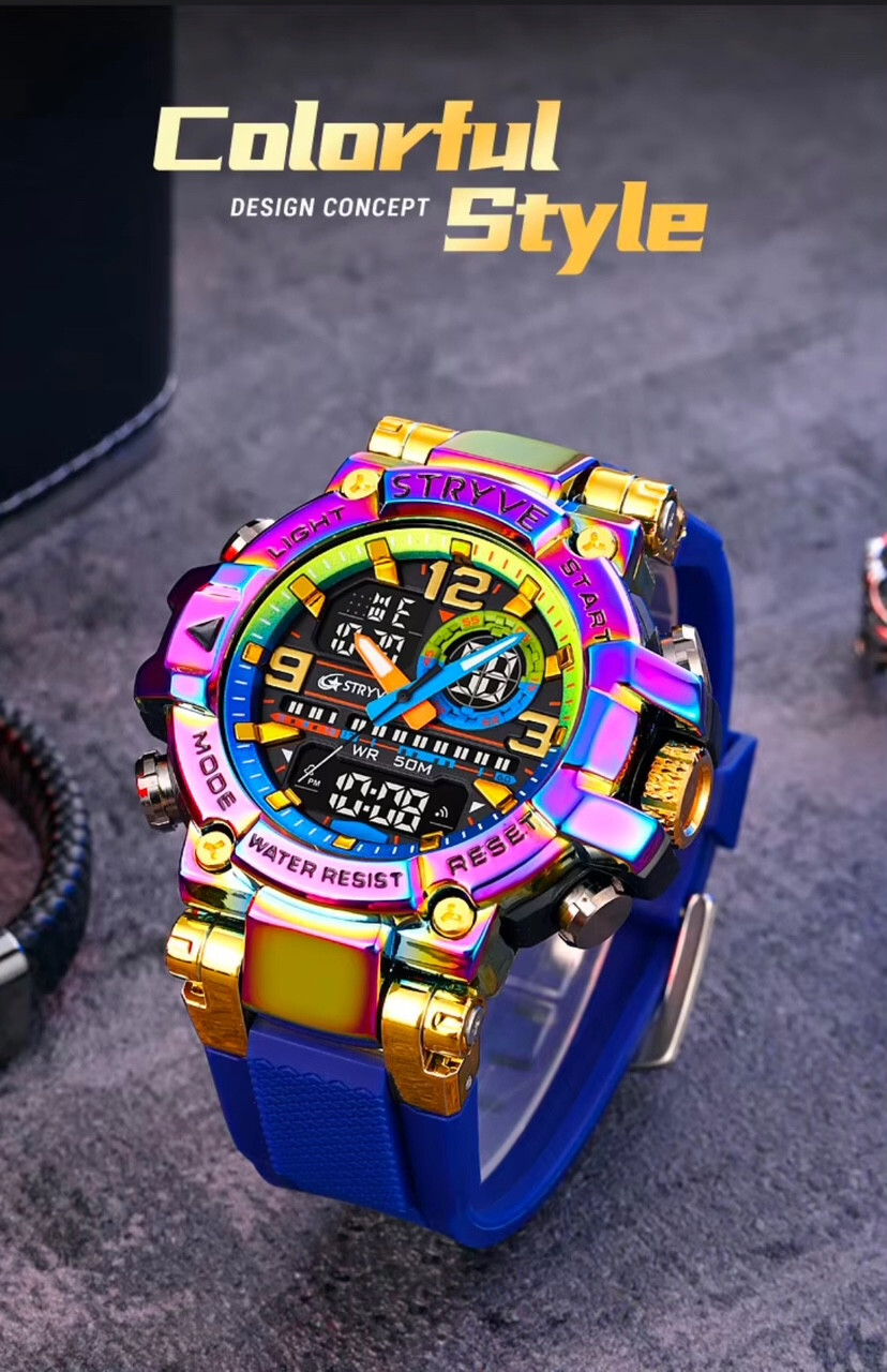 Men Oversize Waterproof Shock Resistant Digital Sport Dual Time WRIST WATCH 55mm