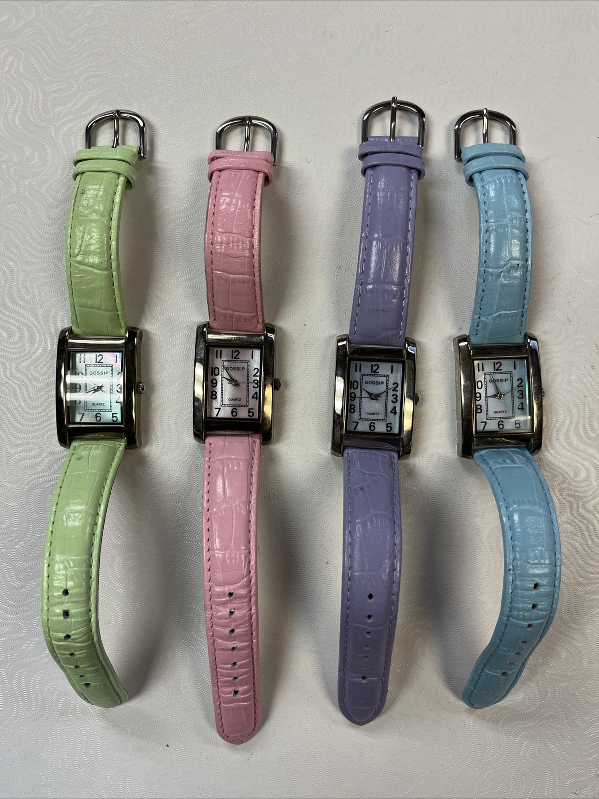 Gossip 4 Watches Mother of Pearl Dial Pink, Blue, Purple, Green Leather Bands