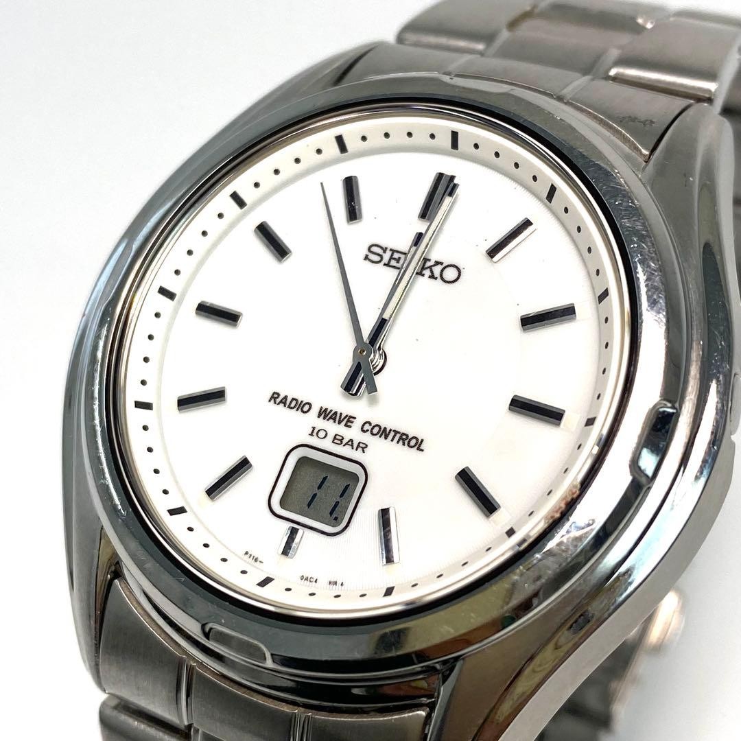SEIKO Watch RADIO WAVE CONTROL Stainless Steel 10 BAR White Authentic From Japan