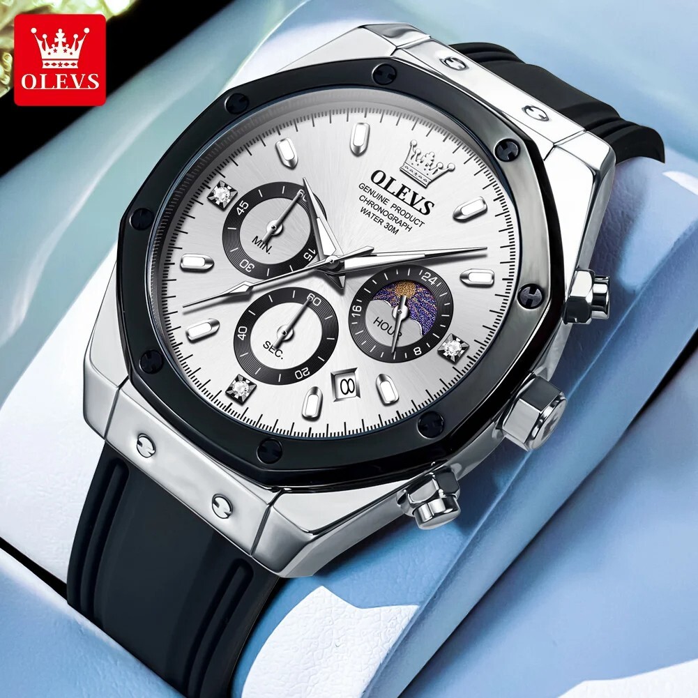 Waterproof Quartz Watch Luminous OLEVS Business Luxury Date Men Men’s Strap