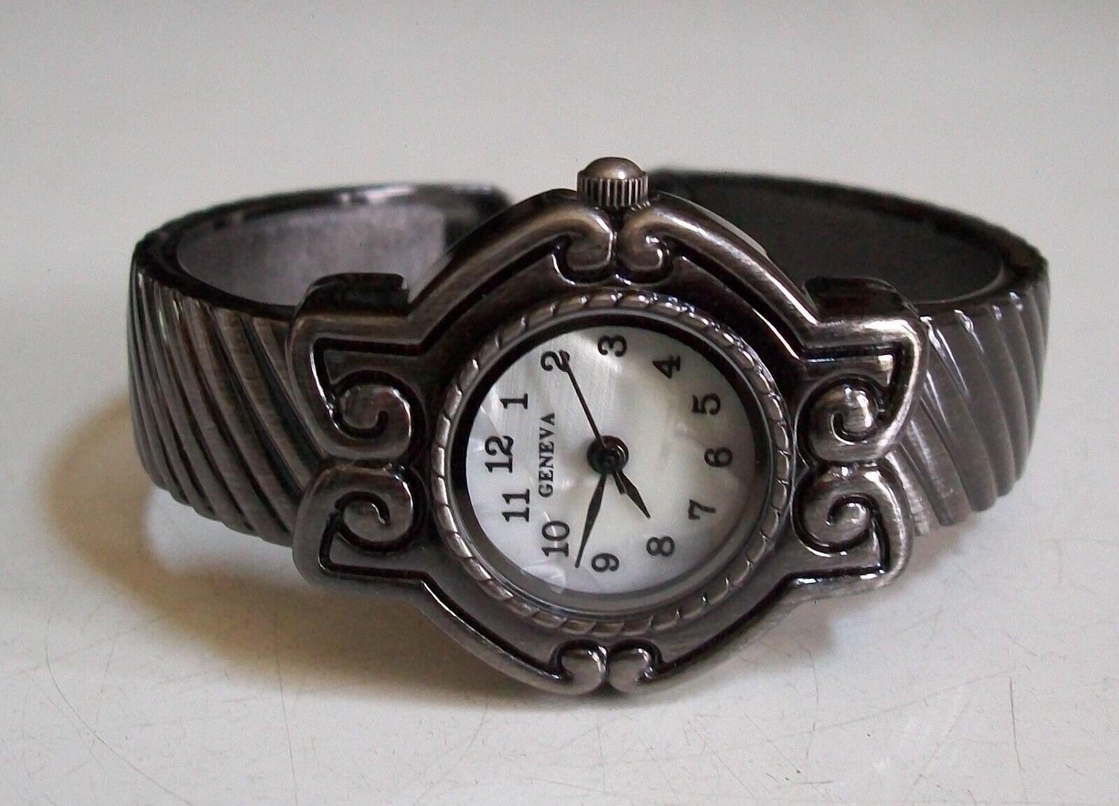 WOMEN’S NUMBER DIAL HEMATITE, GOLD, SILVER, ROSE GOLD FINISH CUFF FASHION WATCH