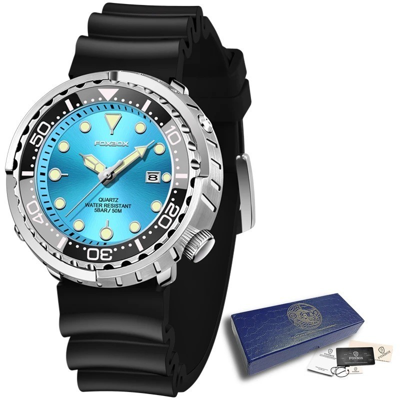 Men’s Diver Watch 50m Waterproof Quartz Date Sport Luxury Wristwatch Gift