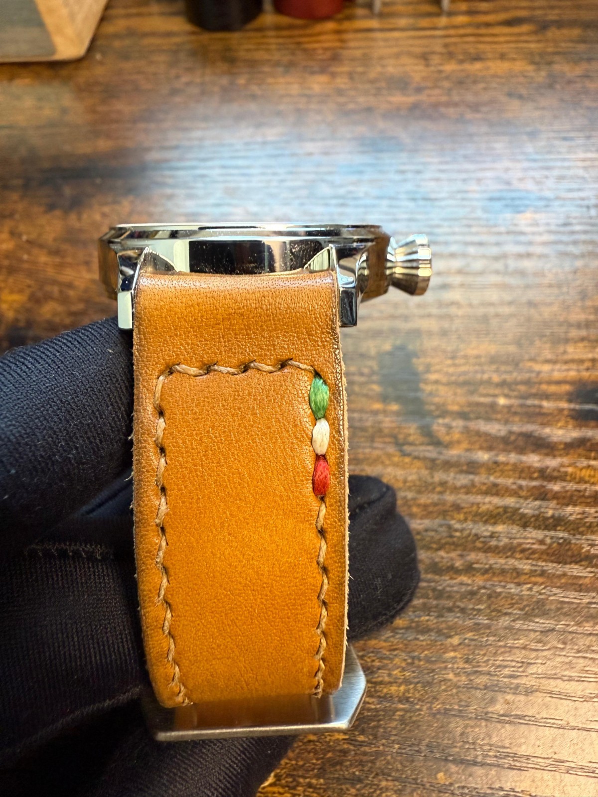 Qaiser Pathfinder green Watch Swiss made ETA 6498 movement handmade Strap