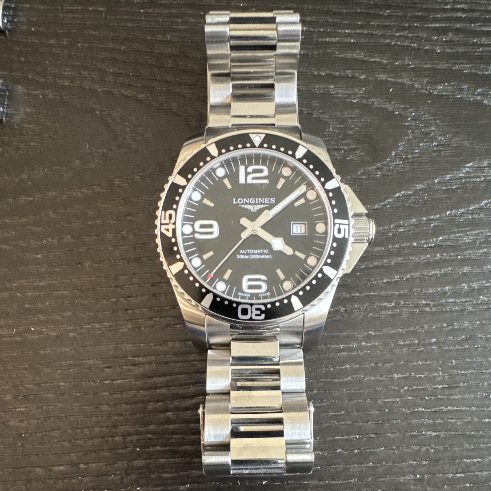 Longines HydroConquest Automatic Black Dial 300m Diver 41mm SS Bracelet Box