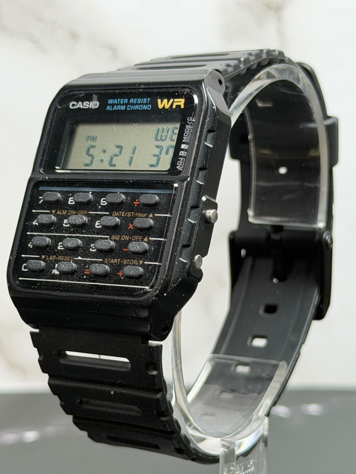 Vintage Casio CA-53W Databank Calculator Digital Watch Black Running Calculator