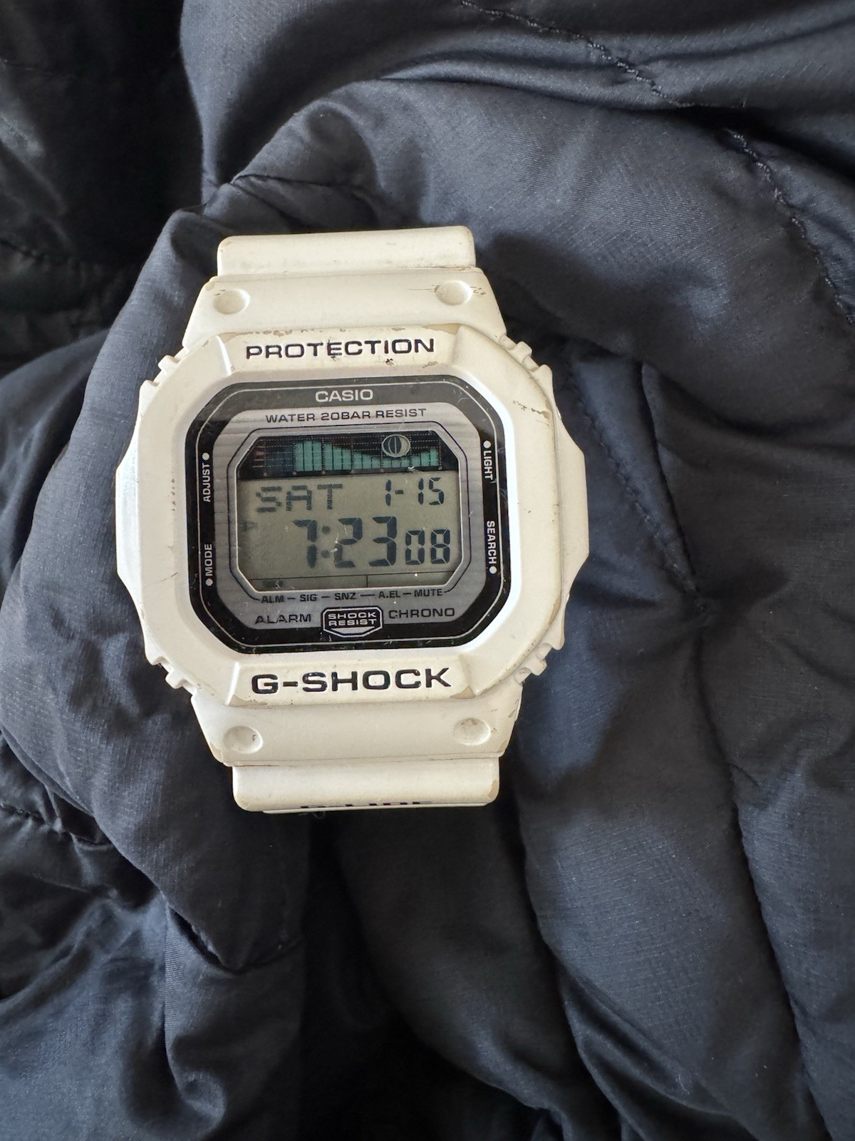 White Casio G-Shock G-Lide GLX-5600-7 Surf Watch Used