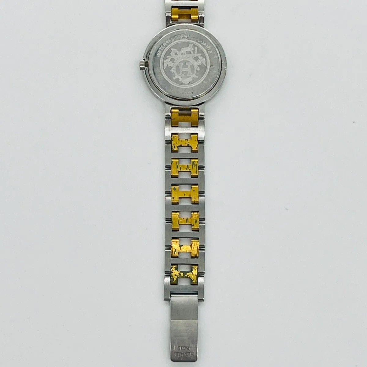 HERMES Clipper Watch White Dial Silver x Gold Combination Color Battery Replaced