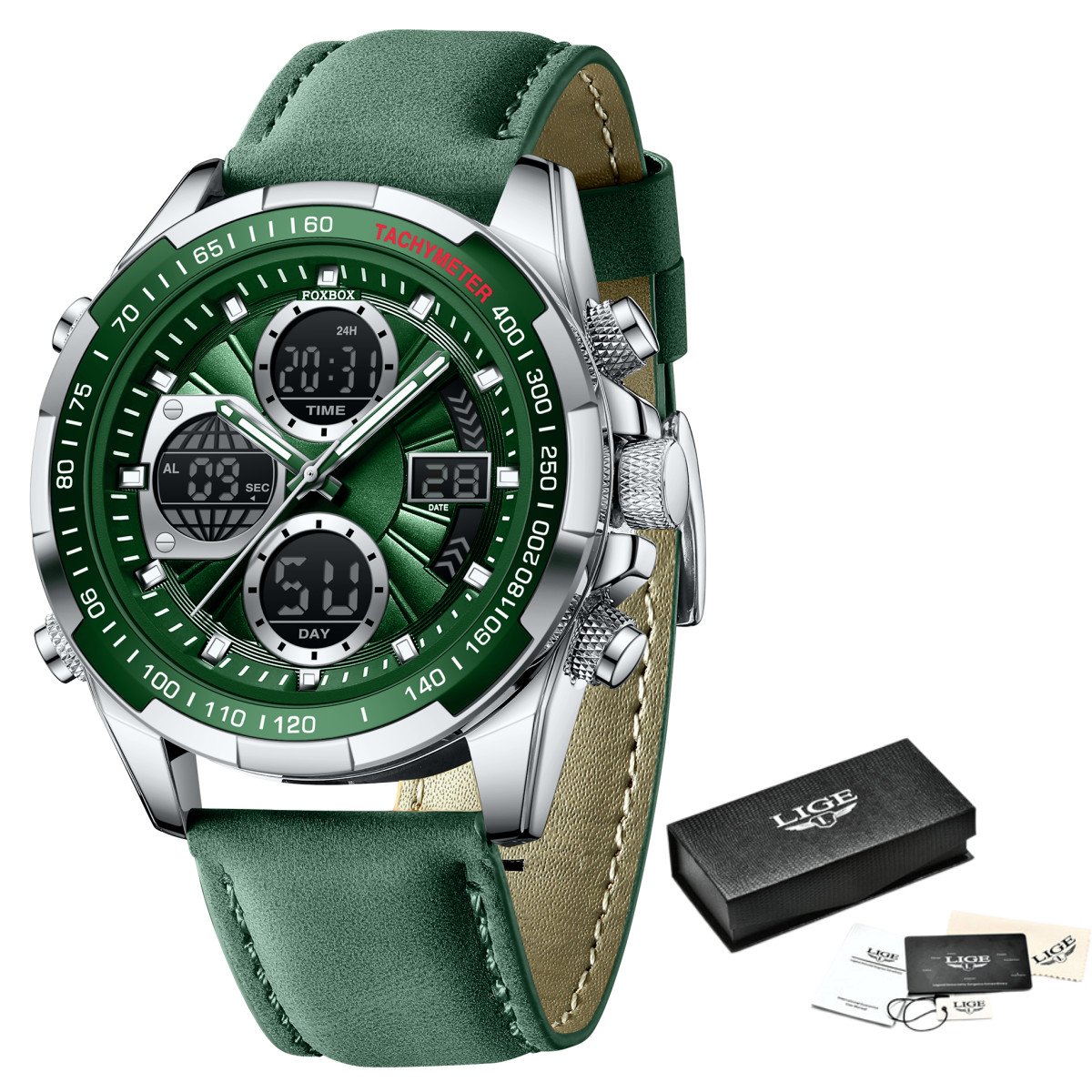 Men’s Watch Big Dial Quartz Digital Analog Luminous Waterproof Sport Wristwatch