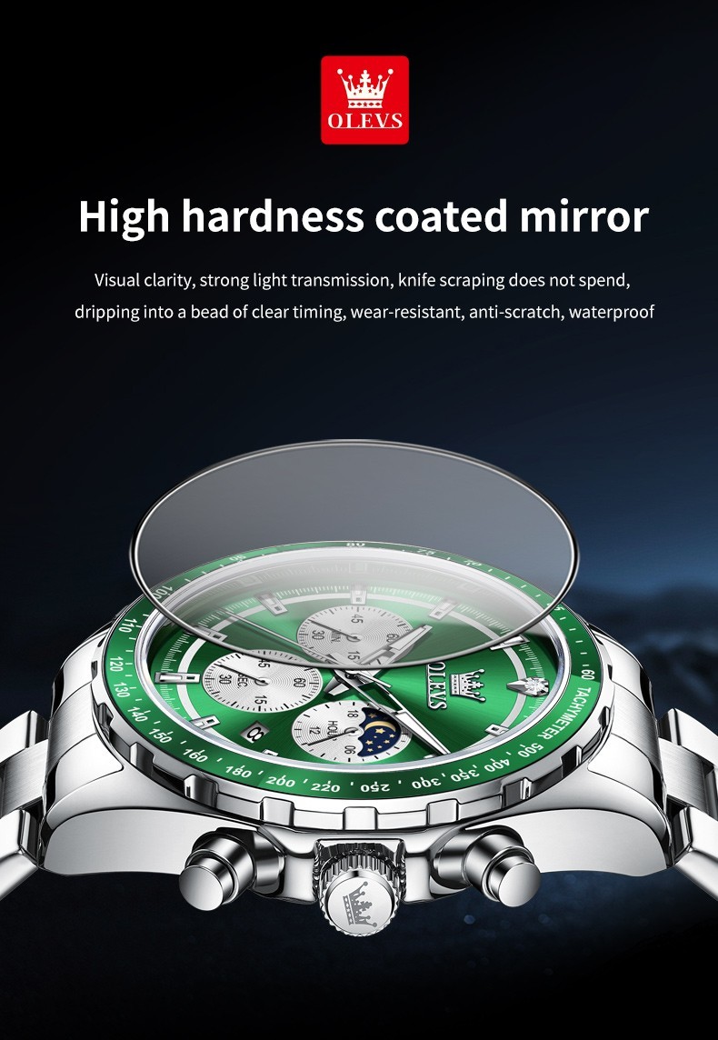 OLEVS 2945 Luminous Night Light Auto Date Japan Movement Quartz Wristwatch