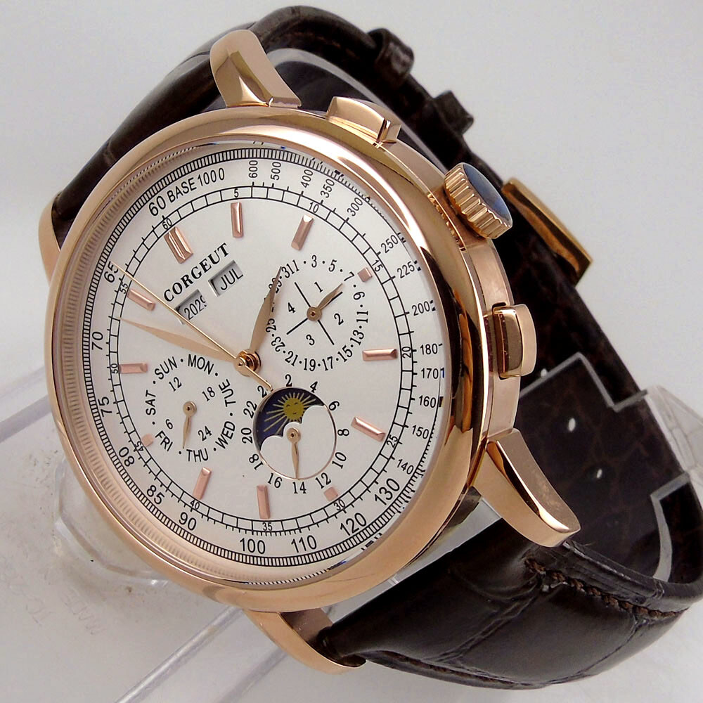 Automatic Men’s Watch 42mm Date Day Month Year White/Black Dial Silver/Rose Gold