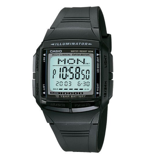 Casio DB36-1A, 30-Page Telememo Watch, Resin Band, 5 Alarms, 10 Year Battery
