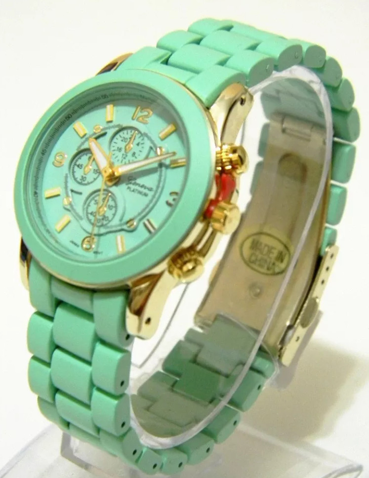 Mini Round Case Small Geneva Watch Bracelet Link Band Gold NEW Metal Wrist