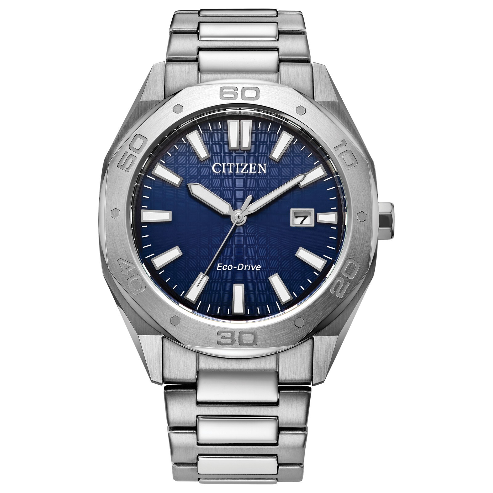 Citizen Mens Sport Casual Eco-Drive Silver Stainless Steel Watch 41MM BM7630-80L