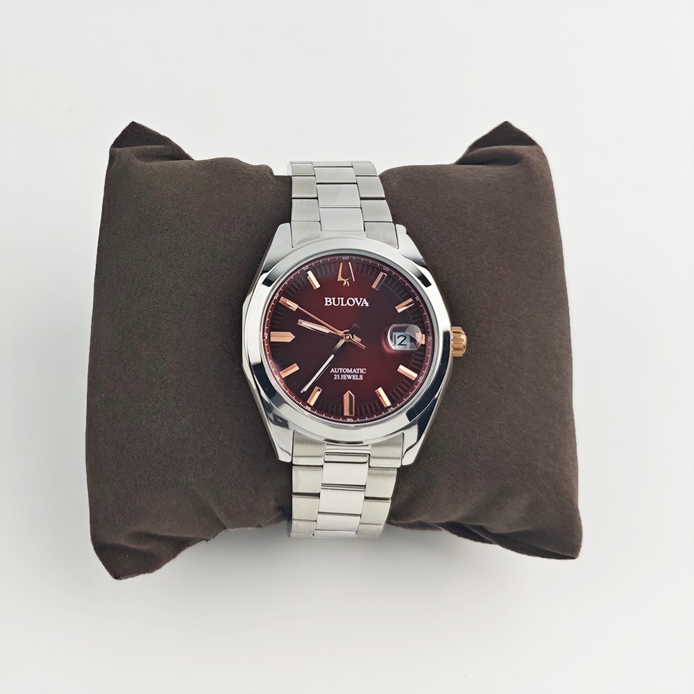 Bulova Men’s Surveyor Red Dial Automatic Stainless Steel Watch 39mm 98B422