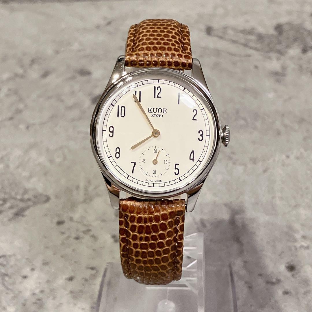 KUOE Kyoto Old Smith 90-001 Quartz Watch Ivory Dial Brown Leather Running Japan