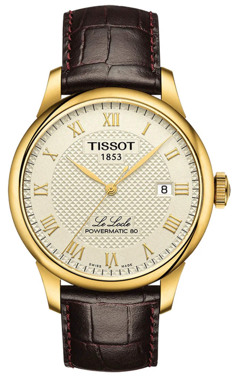 Tissot Le Locle Powermatic 80 Gold Dial Brown Leather men’s – T006.407.36.263.00