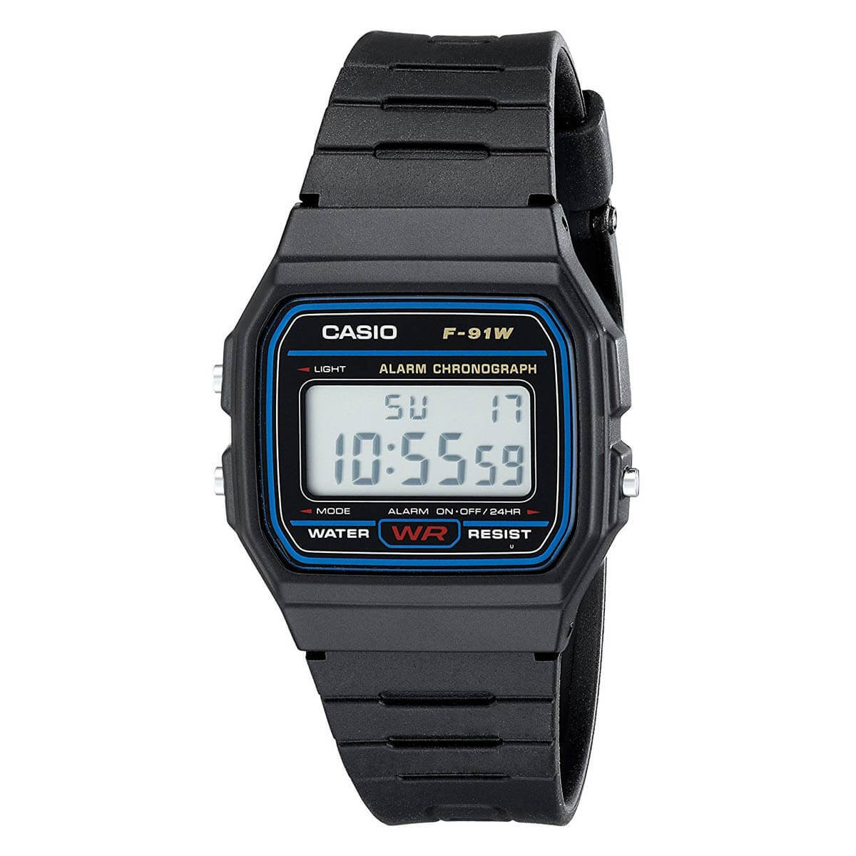 Casio Men’s Watch Classic Alarm Chrono Digital Dial Black Resin Strap F91W-1