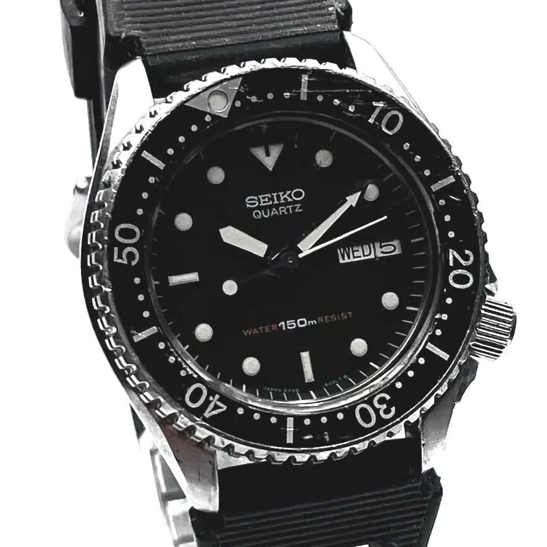 Seiko 6458-6000 Diver Quartz Watch April 1982 Black Dial