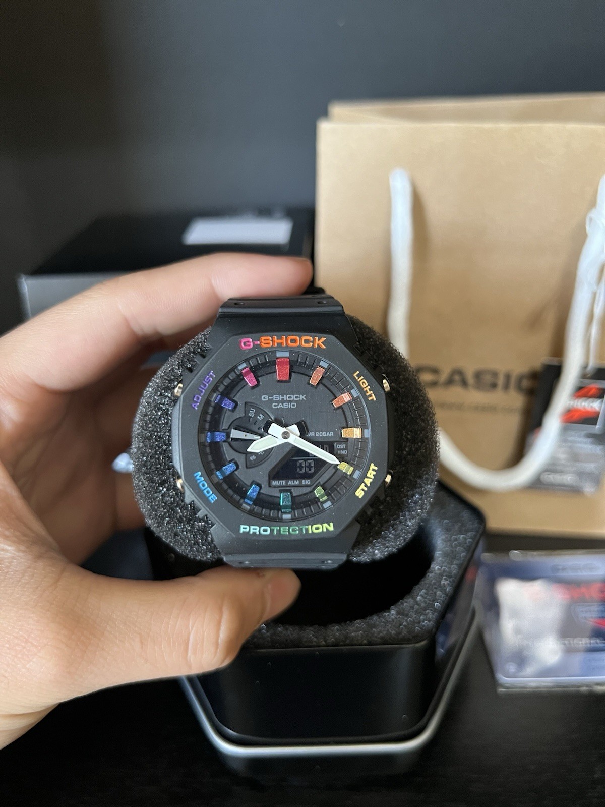 Black multi color Custom G-shock watch Brand new w/box Same day shipping