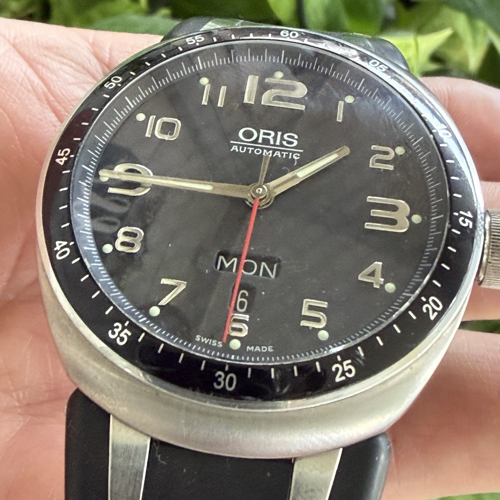 ORIS TT3 7588 Titanium Day/Date Automatic Men’s 41mm Watch RUNS! Keeps Time!