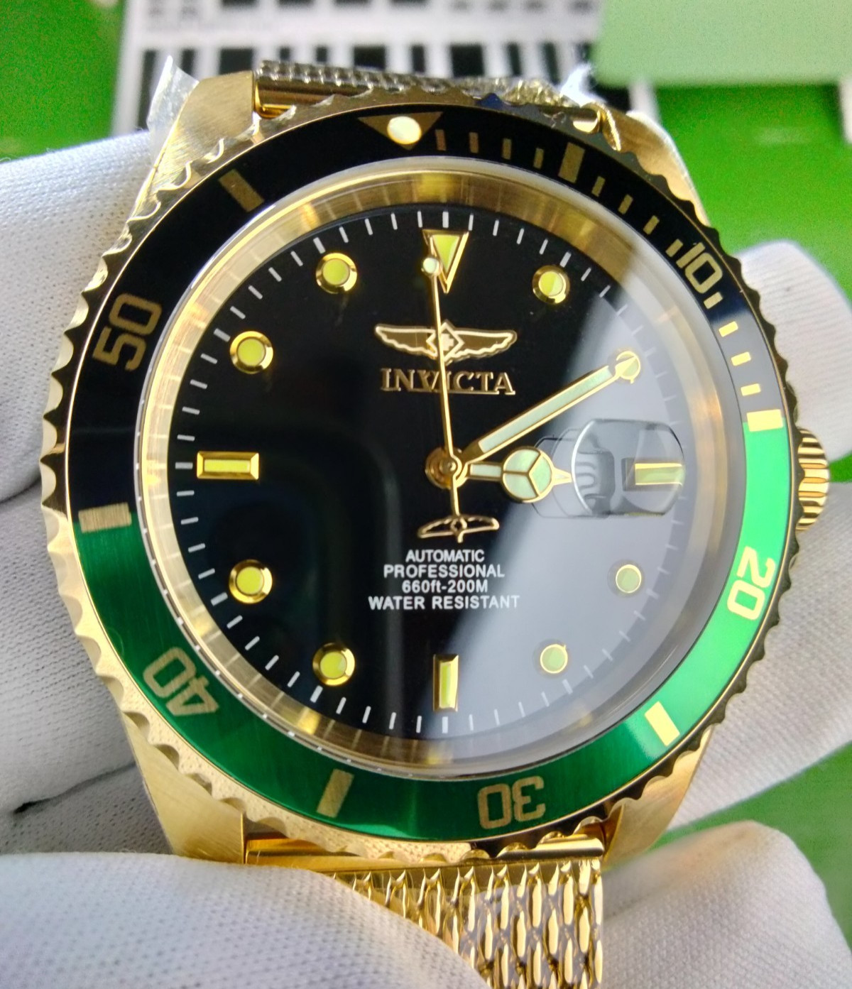 Invicta Pro Diver 47967 Automatic Men’s Watch 47mm Gold Black Dial 200M