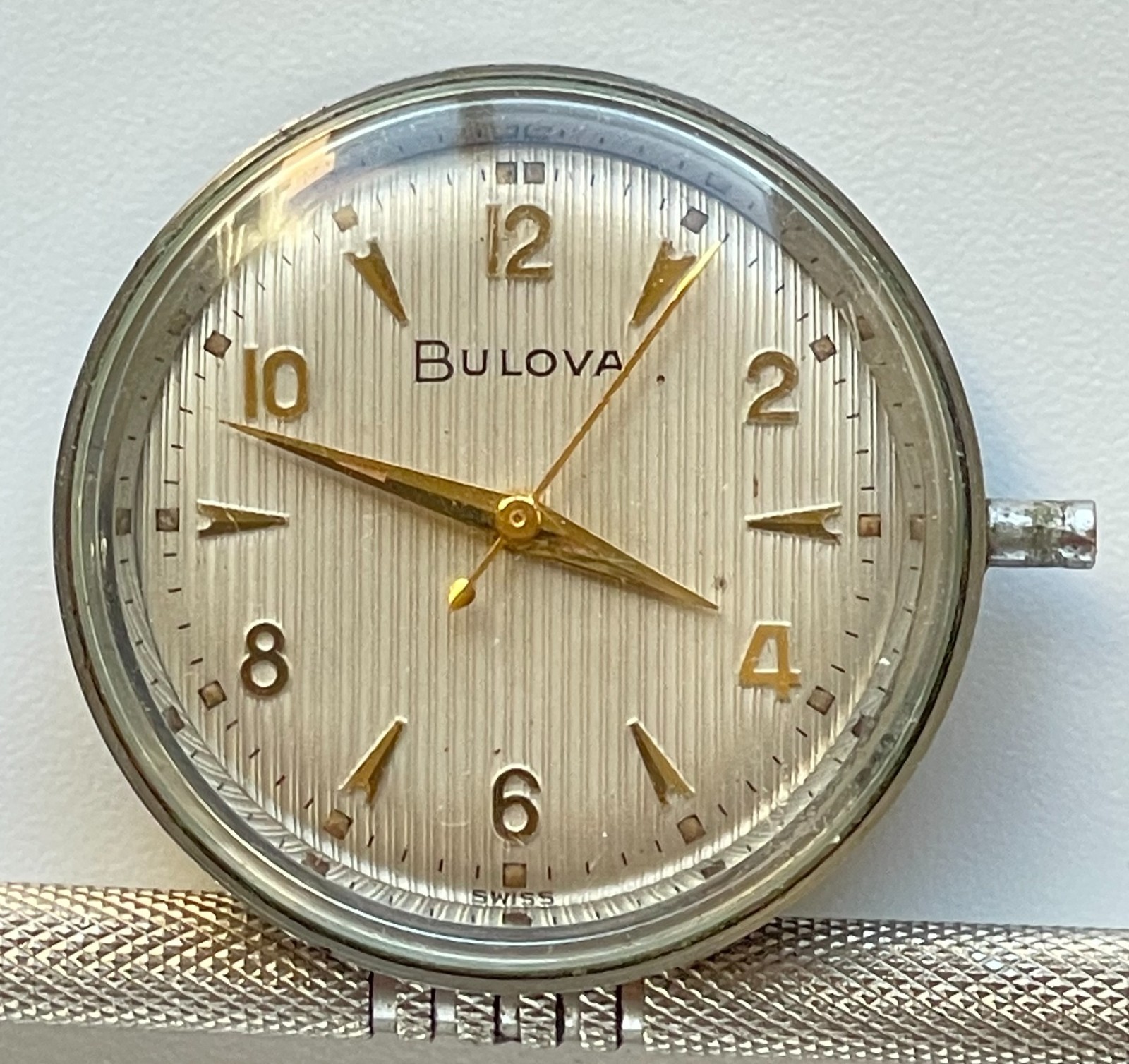 Vintage Bulova 1954 Linen Dial Manual Wind Watch Swiss 10K Rolled Gold Repair
