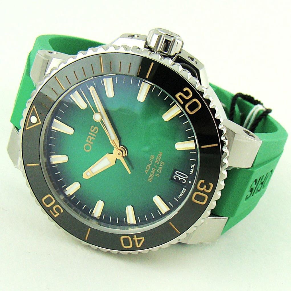 Oris Aquis Date Rubber Green Dial 41mm Warranty 01 400 7769 4127-07 4 22 77FC
