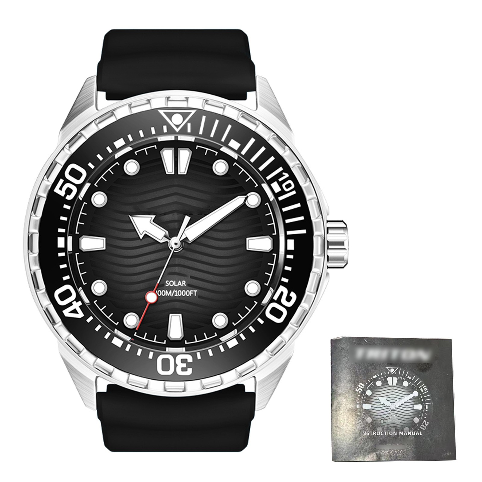Solar Powered Dive Watch For Men 300M Rainproof Quartz Watch LWNI
